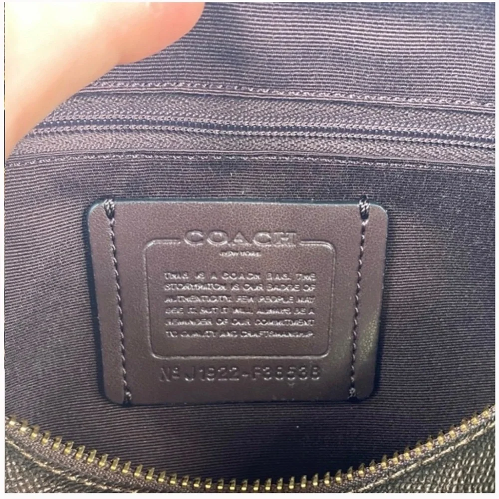 Coach Brown Signature Canvas Satchel with Leopard Accent
